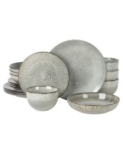 Gibson Elite Matisse 16 Piece Stoneware Dinnerware Set in Grey with Reactive Glaze
