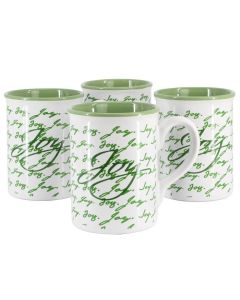 Gibson Home Inspirational Words Joy 4 Piece 16 Ounce Stoneware Mug Set in Green